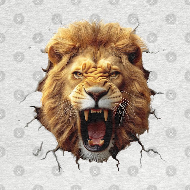 Lion burst through the wall by ToonStickerShop